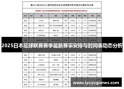 2025日本足球联赛赛季最新赛事安排与时间表动态分析